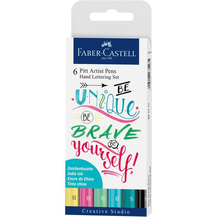 Комплект Faber - Castell, Pitt Artist Pen Calligraphic Set Pastel, 6 части
