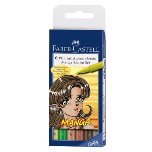 Set 6 culori Pitt Artist Pen Manga Kaioro, Faber - Castell