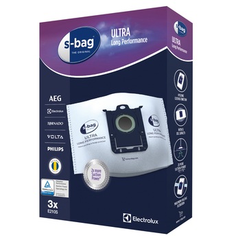Set saci material sintetic Electrolux E210S s-bag® Ultra Long Performance, 5 litri - 3 saci Set saci material sintetic Electrolux E210S s-bag® Ultra Long Performance, 5 litri - 3 saci