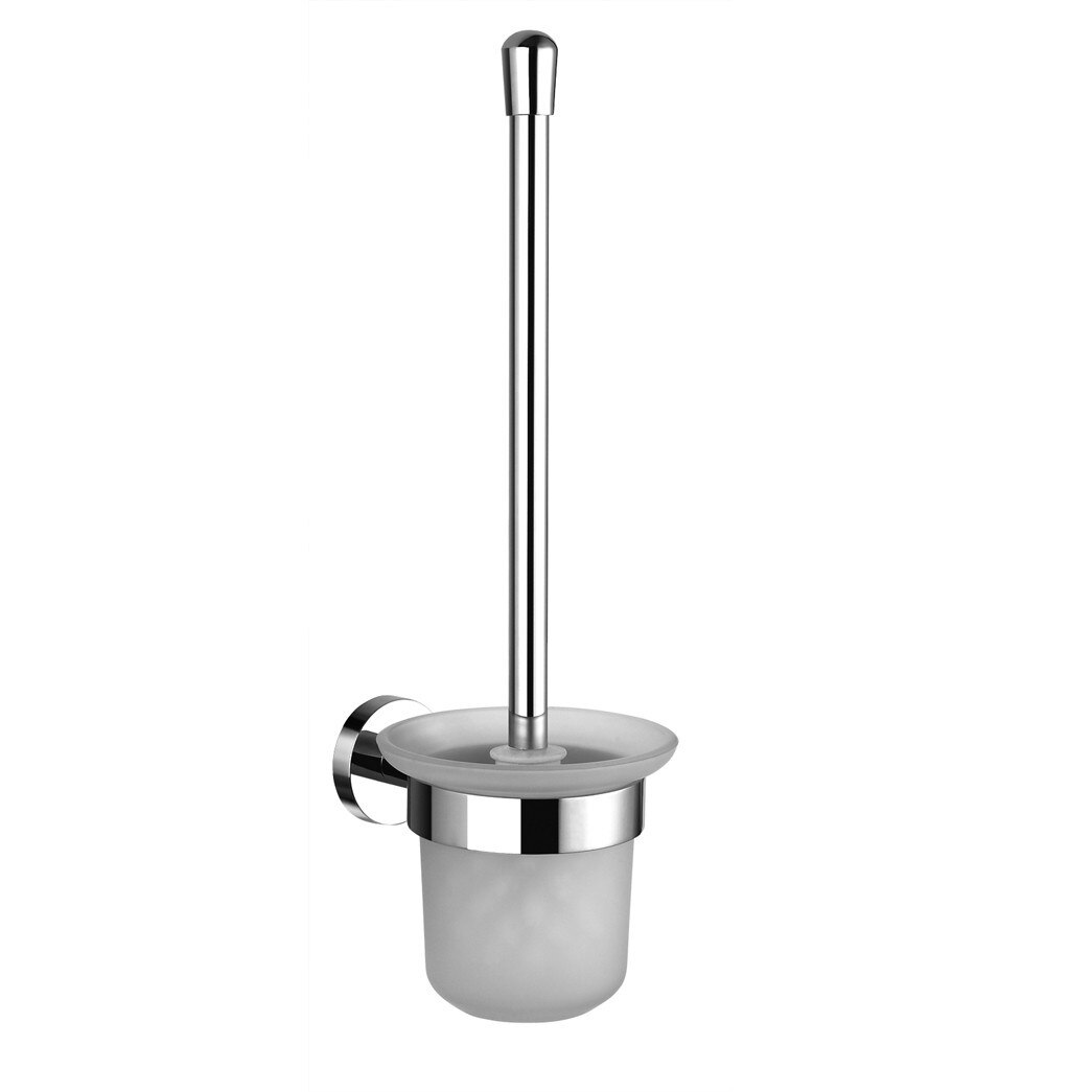 Perie iMK® pentru toaleta, Suspendat, Alama si sticla mata, Argintiu