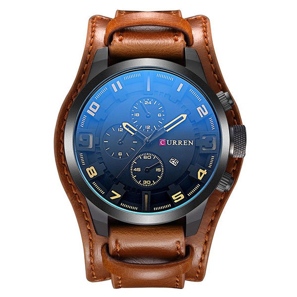 Ceas Curren Barbatesc Quartz Casual Elegant Maro, PN999924MO, curea din piele, afisaj Analog