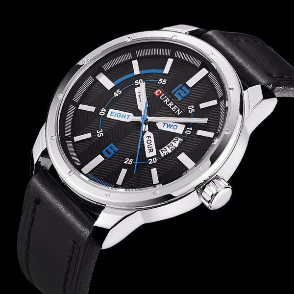 Ceas Barbatesc Quartz Curren Casual Elegant Negru, CP9936NU, curea din piele, afisaj analog