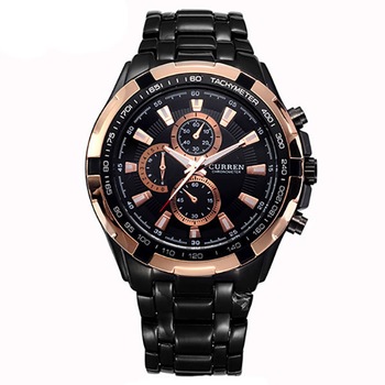 Ceas Curren Barbatesc Quartz Casual Elegant Rosegold-negru, PN999613RNU, curea din metal (zale), afisaj Analog Ceas Curren Barbatesc Quartz Casual Elegant Rosegold-negru, PN999613RNU, curea din metal (zale), afisaj Analog