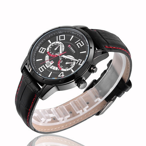 Ceas Barbatesc Quartz Curren Casual Elegant Negru, CP9727NU, curea din piele ecologica, afisaj analog