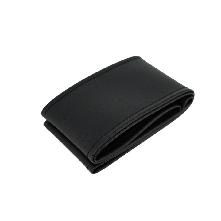 Husa volan imitatie piele, neagra si cusatura neagra, marimea M 38cm