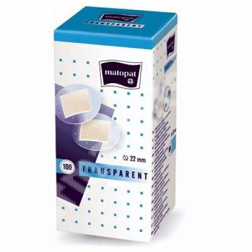 Plasturi rotunzi transpareti, Matopat, 100 buc, 22mm