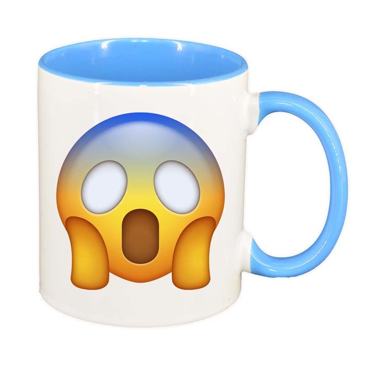 Cana Emoji WooW, interior albastru, 330ml, D32