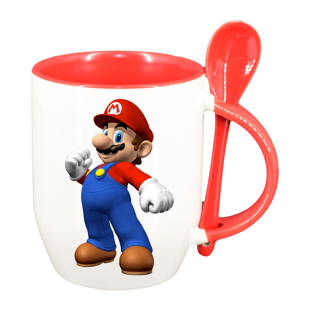 Cana personalizata, Mario, rosu lingurite, ceramica, 330 ml