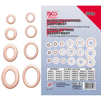 Set inele de etansare din cupru, 300 buc, Producator BGS-Technic Set inele de etansare din cupru, 300 buc, Producator BGS-Technic