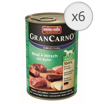 Hrana umeda pentru caini GranCarno Adult, Caprioara si Mar, 6 buc x 400g Hrana umeda pentru caini GranCarno Adult, Caprioara si Mar, 6 buc x 400g