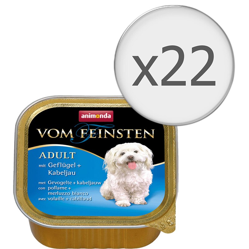 Hrana umeda pentru caini Vom Feinsten, Pasare si Cod, 22 buc x 150g