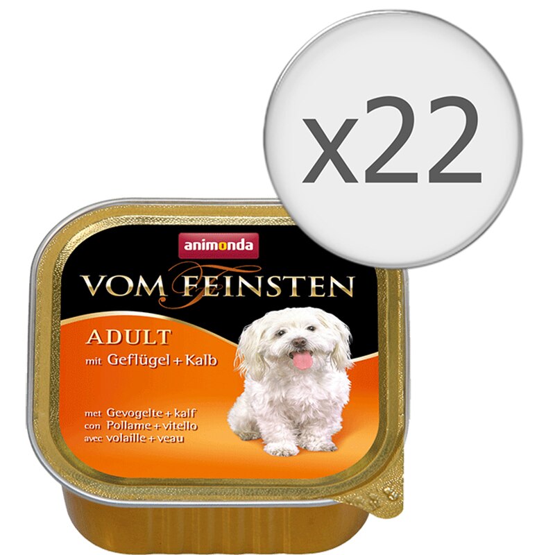 Hrana umeda pentru caini Vom Feinsten Classic, Pasare si Vitel, 22 buc x 150g