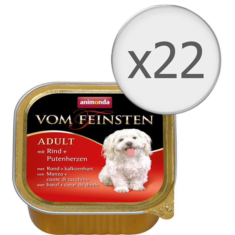 Hrana umeda pentru caini Vom Feinsten Classic, Vita si Inima Curcan 22 buc x 150g