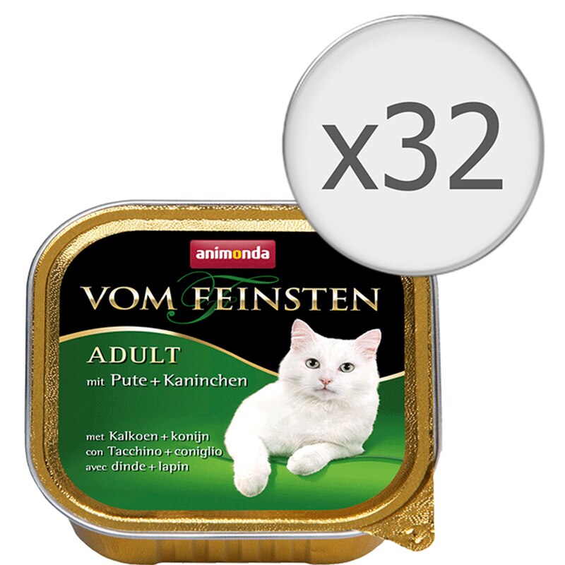 Hrana umeda pentru pisici Vom Feinsten, Curcan si Iepure, 32 buc x 100g