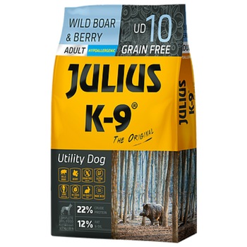 Hrana uscata pentru caini Julius K9, Adult, Mistret si Fructe de padure, 3kg Hrana uscata pentru caini Julius K9, Adult, Mistret si Fructe de padure, 3kg