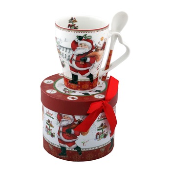 Cana cu cutie si lingurita Christmas, 200 ml Cana cu cutie si lingurita Christmas, 200 ml