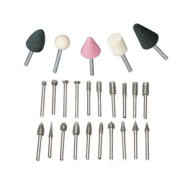Kit Trusa freze diamantate ,20 piese + Set pietre polizat ,5 piese