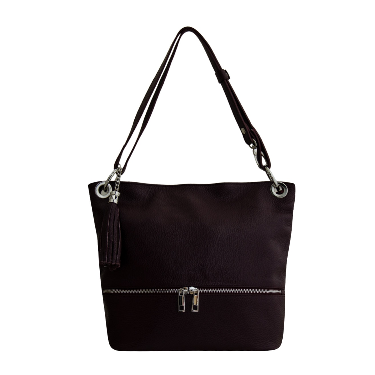 Geanta de dama din piele naturala, Ruby bordo