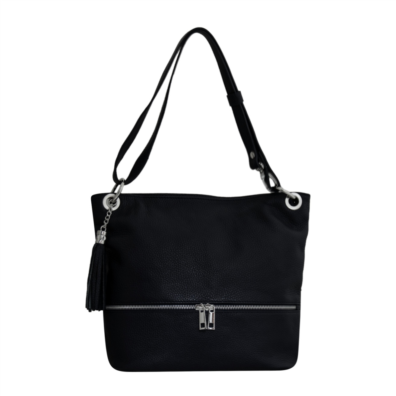 Geanta de dama din piele naturala, Ruby negru