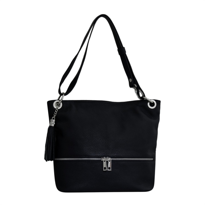 Női kézitáska valódi bőrből, rubinfekete színben