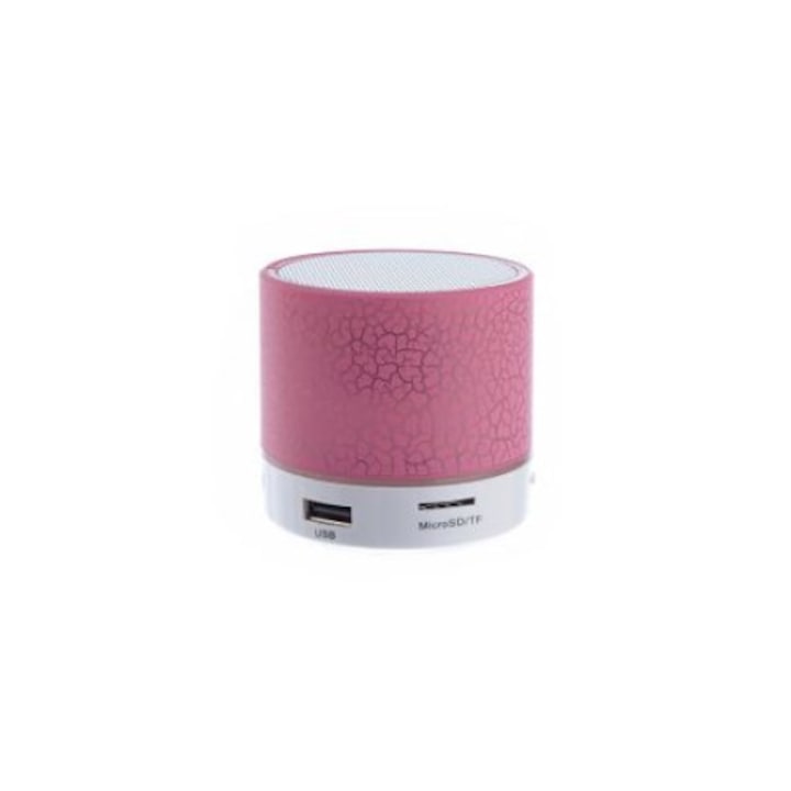 Мини преносима колонка Wireless Bluetooth, MP3 и FM Radio, розова + пръстен за селфи светлорозов