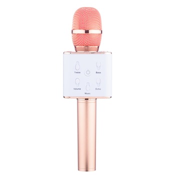 Set - Microfon Karaoke Wireless cu Bluetooth Soundvox™ Q7 cu Boxa inclusa, Roz pal + Suport Universal de Birou Pentru Tablete sau Telefoane Set - Microfon Karaoke Wireless cu Bluetooth Soundvox™ Q7 cu Boxa inclusa, Roz pal + Suport Universal de Birou Pentru Tablete sau Telefoane