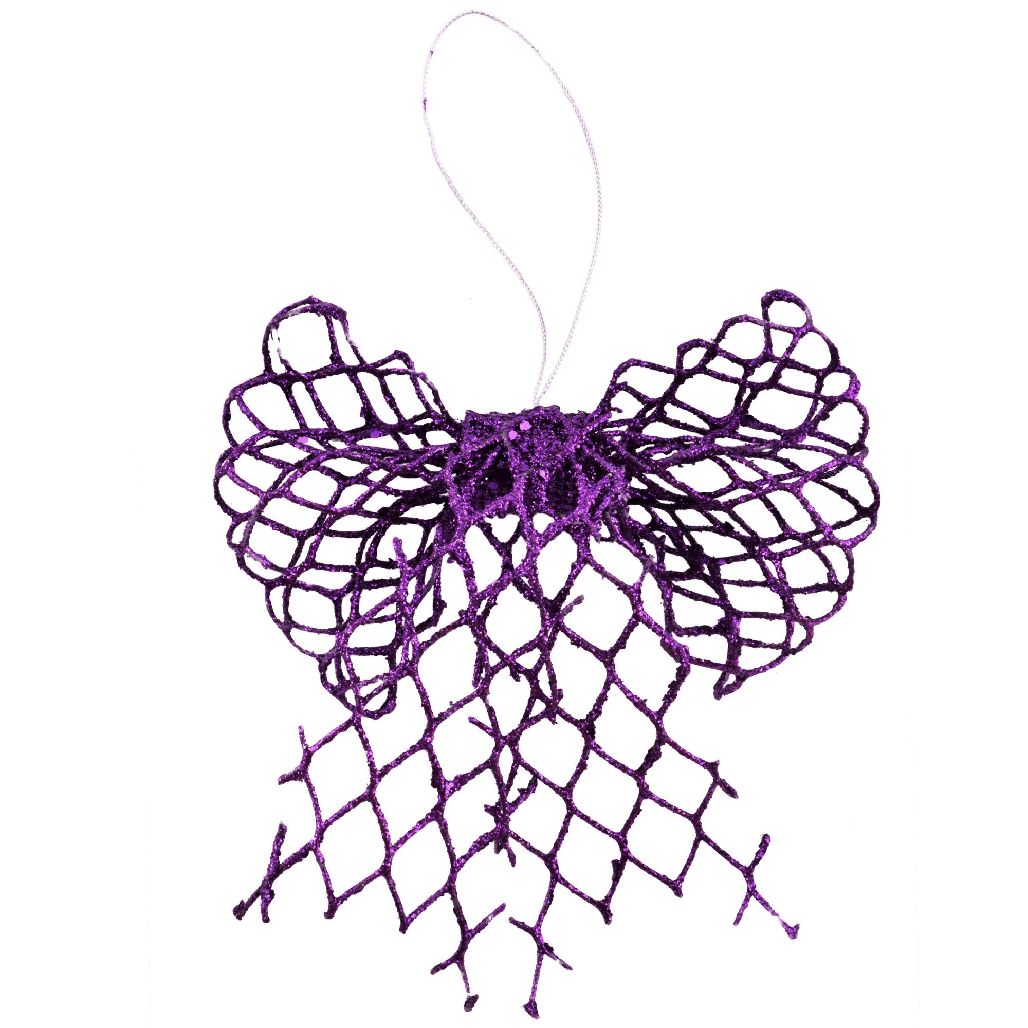 Decoratiune fundita brad Craciun, gliterata, 17x19 cm, Violet