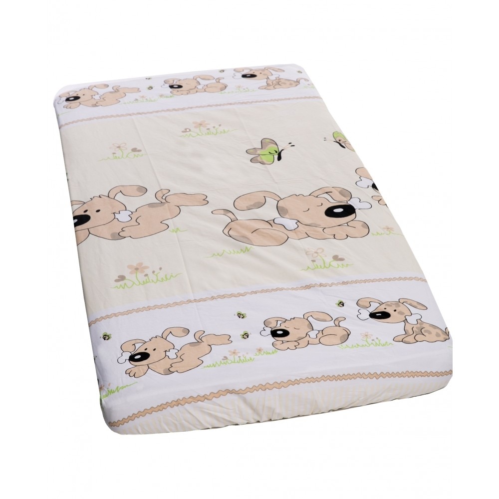 Cearceaf din bumbac cu elastic Puppy Beige 120x60 cm