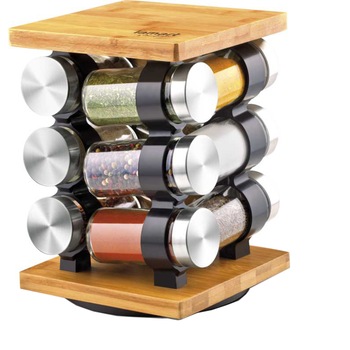 Set recipiente pentru condimente Lamart, 12 piese, suport bambus Set recipiente pentru condimente Lamart, 12 piese, suport bambus