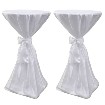 Set de 2 fete de masa pentru evenimente cu panglica, vidaXL, Tesatura, 80 cm, Alb Set de 2 fete de masa pentru evenimente cu panglica, vidaXL, Tesatura, 80 cm, Alb