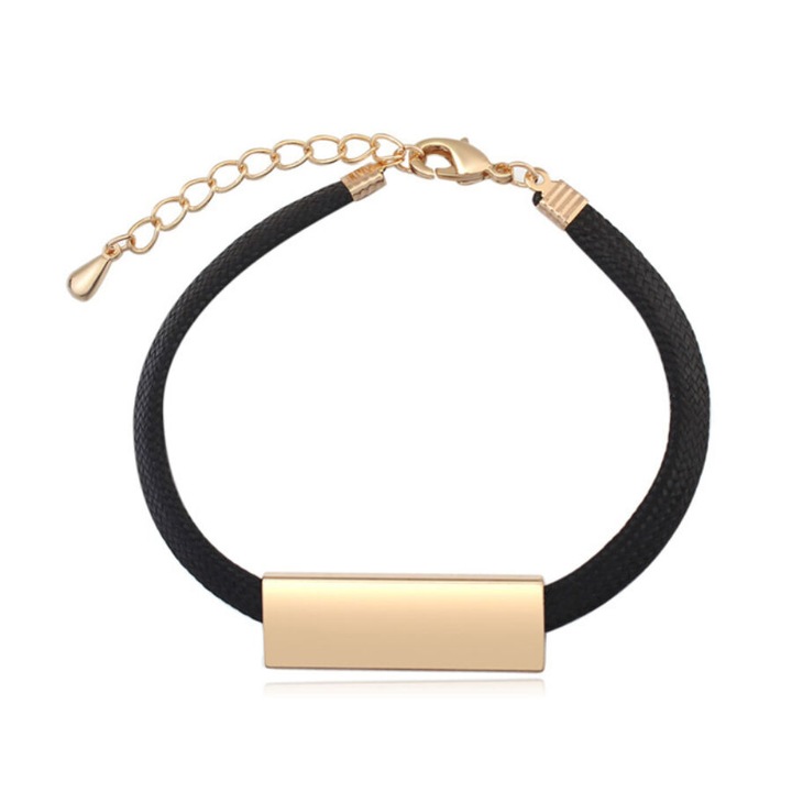 Fémlapocska - viaszolt kötélből és fémből készült karkötő - arany