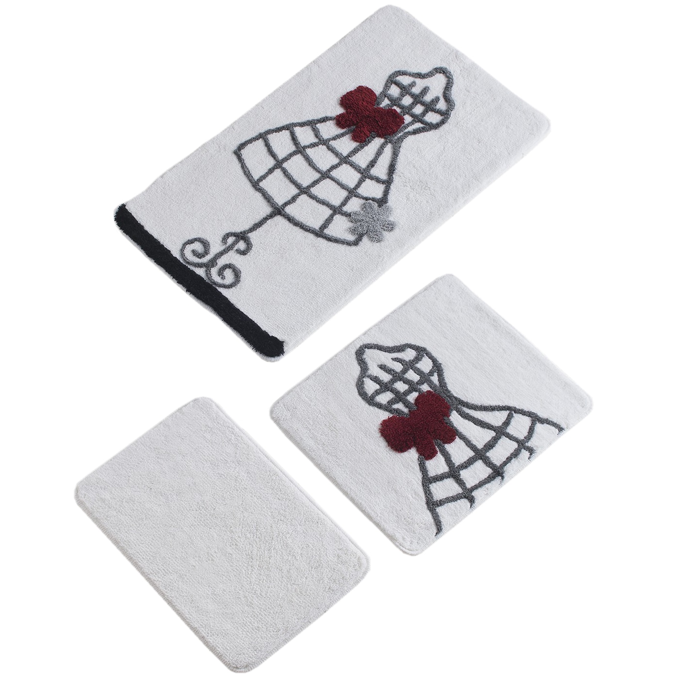 Set 3 covorase de baie Elbise - White, Chilai Home by Alessia, 100% acryl, multicolor