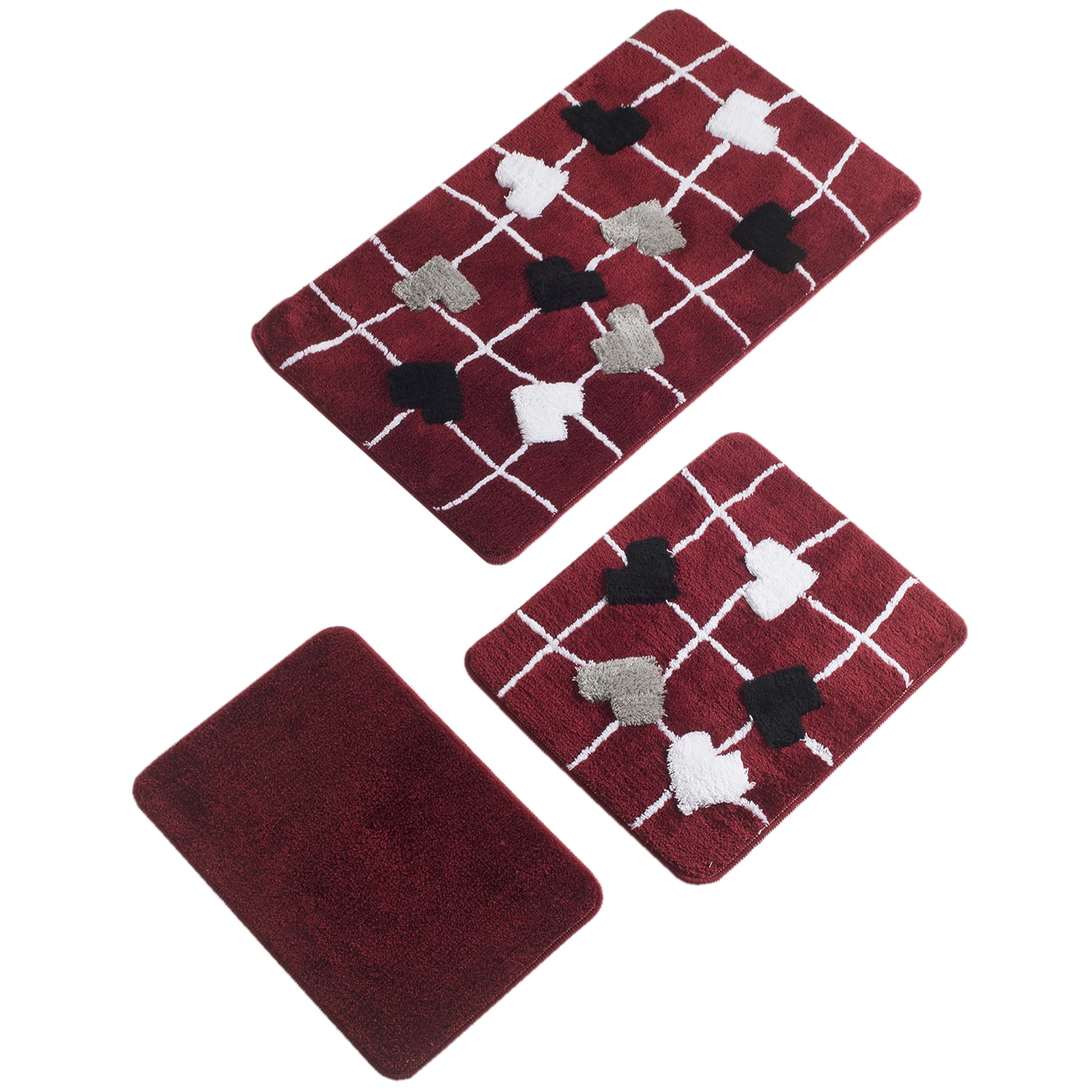 Set 3 covorase de baie Kalbim - Red, Chilai Home by Alessia, 100% acryl, multicolor