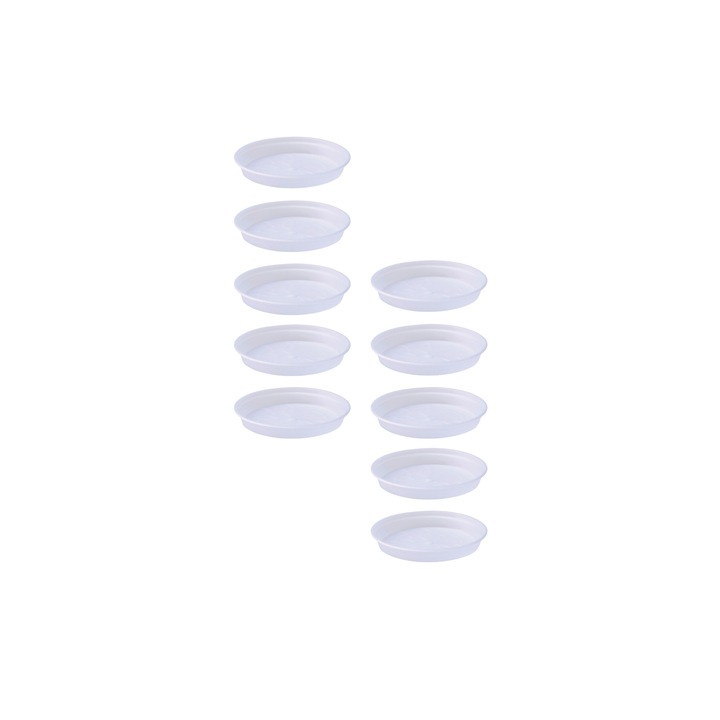 Set 10 farfurii transparente pentru ghivecele de orhidee Elho Green basics, cu diametrul de 10 cm