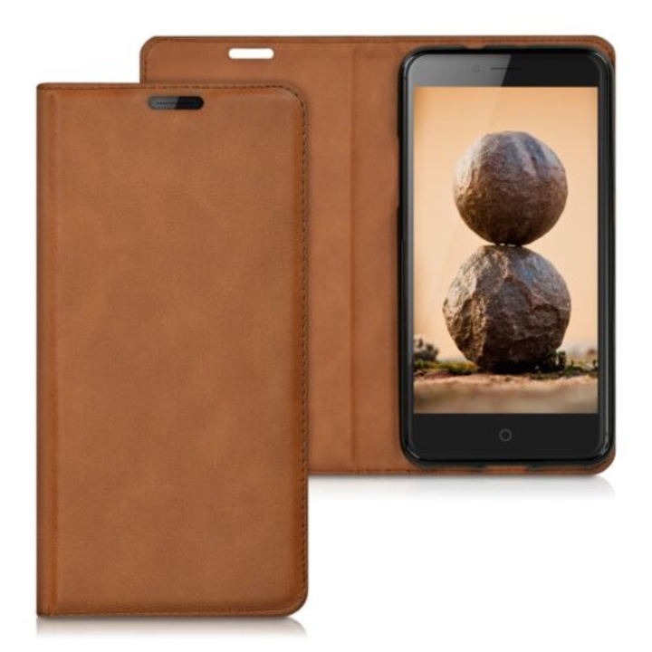 Калъф за ZTE Blade V7, Екологична кожа, Кафяв, 38684.83