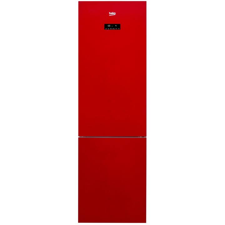 Combina frigorifica Beko RCNA400E20ZGR, 347 l, Clasa A+, Iluminare Led, H 201 cm, Sticla rosie