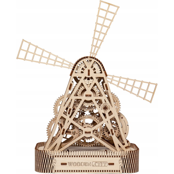 Wooden City 3D пъзел, Вятърна мелница, 222 елемента, Дърво