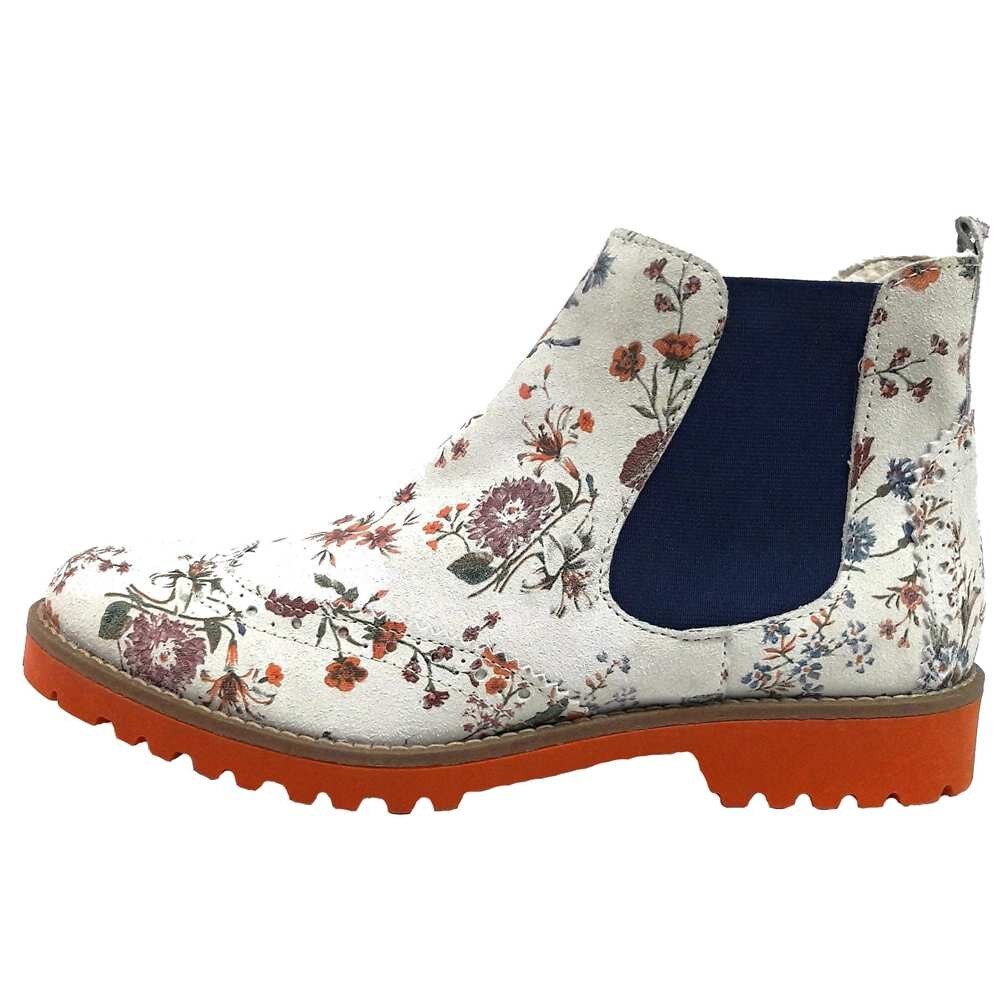 Ghete dama, din piele naturala, Tamaris, 25405-15-10, alb multicolor, 39