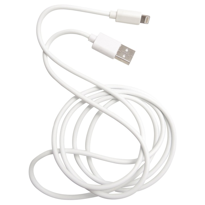 Cablu date si incarcare USB 2.0 alb, 1,5 m lungime, pentru Apple iPhone, iPad, iPad