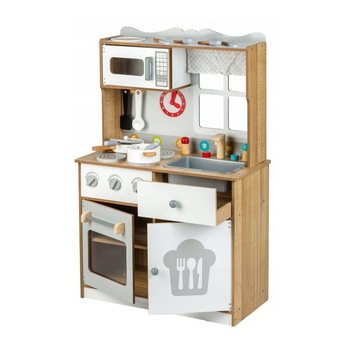 Set Jucarie Mini Bucatarie Solida din Lemn pentru Copii cu 16 Accesorii, Dimensiuni 92x60x30cm Set Jucarie Mini Bucatarie Solida din Lemn pentru Copii cu 16 Accesorii, Dimensiuni 92x60x30cm