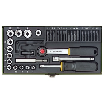Trusa Proxxon chei tubulare, capete de surubelnita si adaptor magnetic, 39 piese, 23070 Trusa Proxxon chei tubulare, capete de surubelnita si adaptor magnetic, 39 piese, 23070