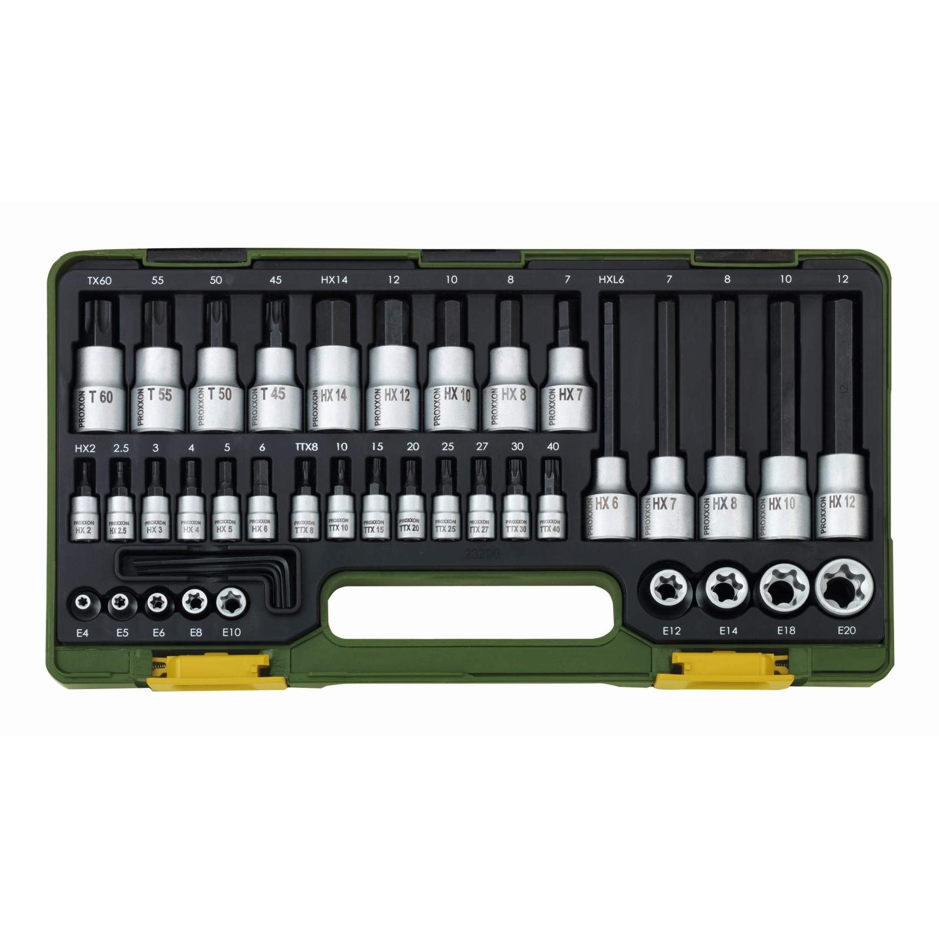 Trusa Proxxon speciala pentru suruburi TX si HX, cu patrat de antrenare de 1/2