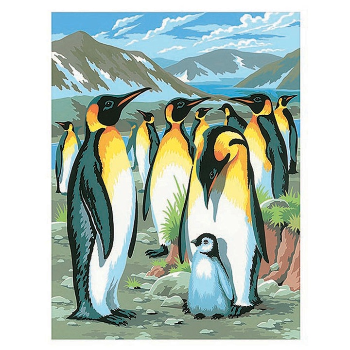 Креативен комплект KSG crafts Пингвини, Рисуване по номера с акрилни бои