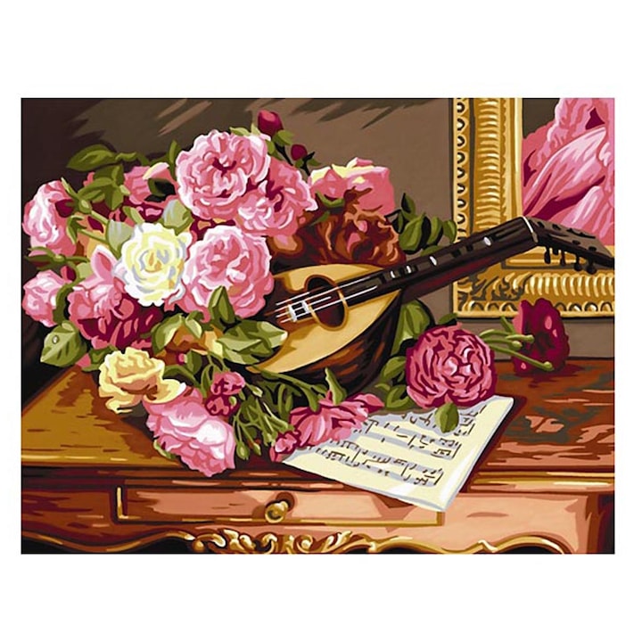 Креативен комплект KSG crafts Романтичен букет, Рисуване по номера с акрилни бои