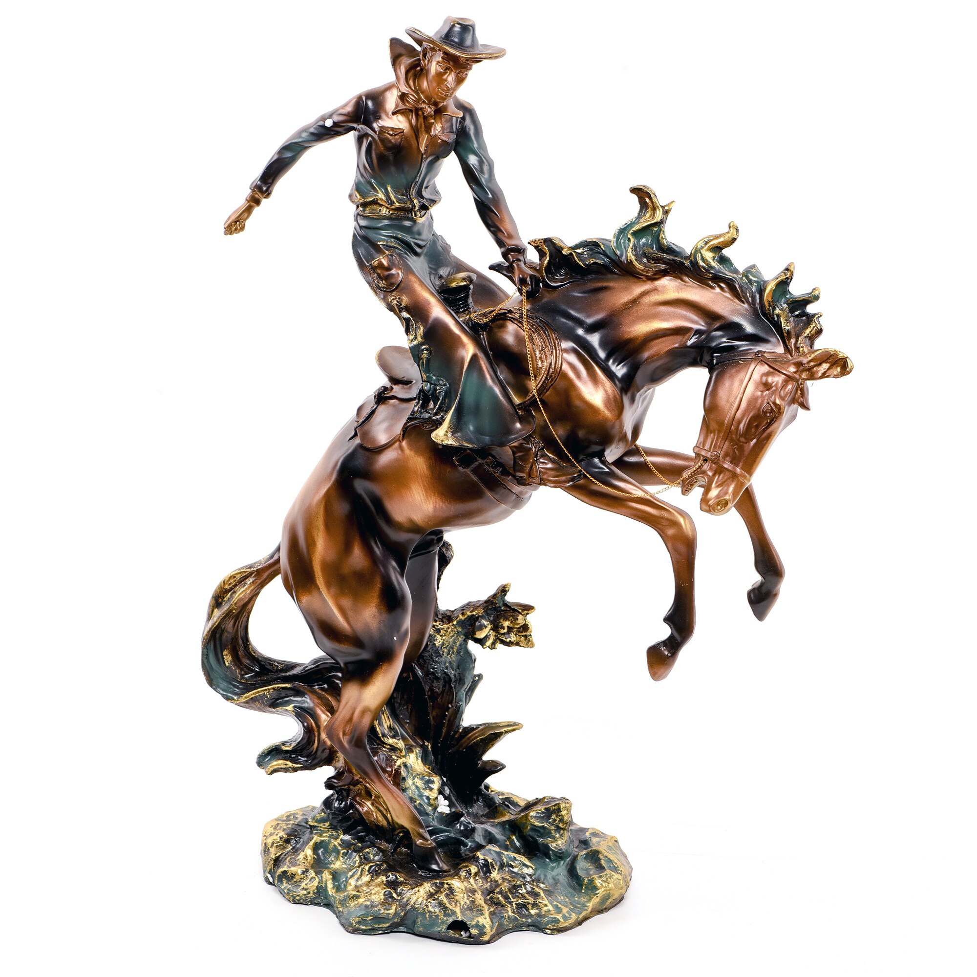 Statueta Cal si Calaret, realizata manual din rasina, 66 cm