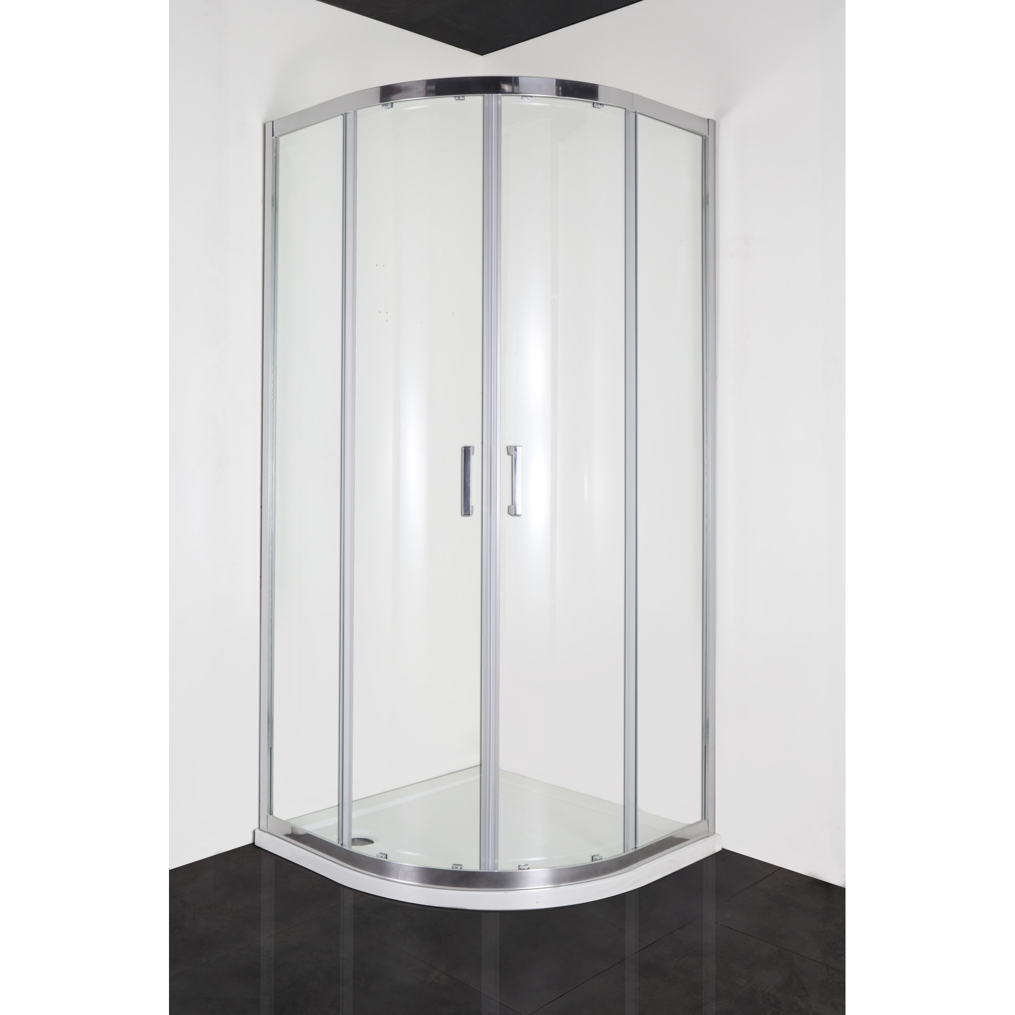 Cabina De Dus Semirotunda Cu Sticla Transparenta Easy Clean Elite Crom 90x90x195cm Fara Cadita Emag Ro