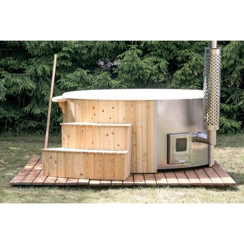 Mini-piscina Spa Hot tub DELUXE din fibra de sticla cu decoratiune exterioara de lemn Mini-piscina Spa Hot tub DELUXE din fibra de sticla cu decoratiune exterioara de lemn