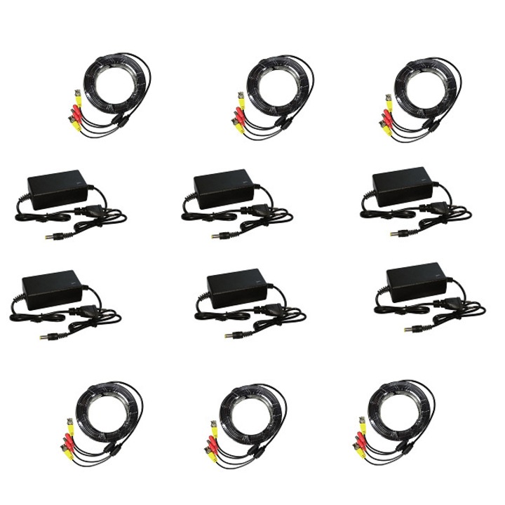 Set-kit accesorii sistem supraveghere 6 camere cu Alimentator 12V 2A + Cablu mufat Play&Plug 15 m