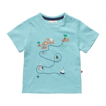 Tricou ”Harta comorilor”, bumbac organic, albastru deschis, bebe 12-18 luni Tricou ”Harta comorilor”, bumbac organic, albastru deschis, bebe 12-18 luni