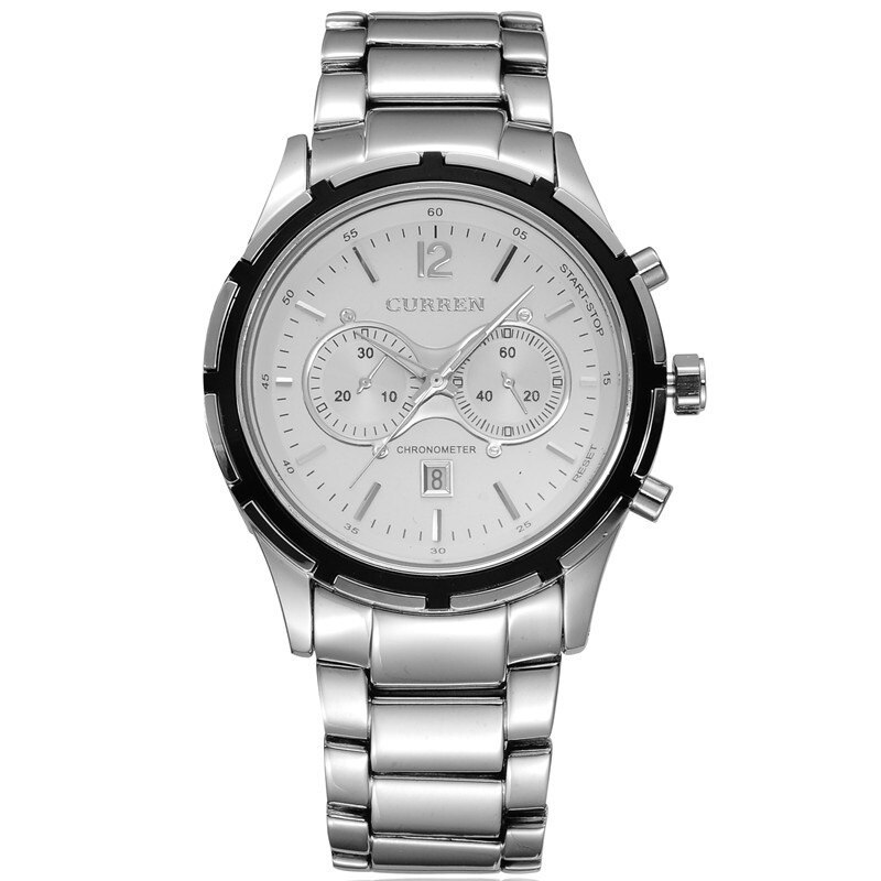 Ceas barbatesc Curren Sard, Otel inoxidabil, Argintiu / Alb